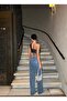 Women's Rhinestone High-Waisted Palazzo Lycra Fit Jeans - 3