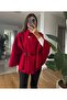 Women's Gold Button Detailed Belted Standard Size Oversize Trend Short Poncho 4837 - 4