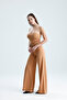 Flared Scuba Crepe Trousers with Fabric Covered Belt on the Sides |   Pnt33393 Biscuits - 4