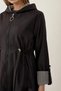 Bdart Hooded Striped Long Trench Coat with Drawstring Waist - 8