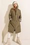 Bdart Hooded Striped Long Trench Coat with Drawstring Waist - 2