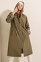 Bdart Hooded Striped Long Trench Coat with Drawstring Waist - 5