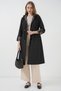 Bdart Hooded Striped Long Trench Coat with Drawstring Waist - 2