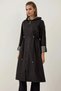 Bdart Hooded Striped Long Trench Coat with Drawstring Waist - 2