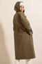 Bdart Hooded Striped Long Trench Coat with Drawstring Waist - 8