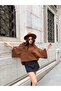Women's Oversize Relaxed Fit Boat Neck Short Sleeve Knitwear Blouse - 3