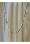 Women's Gold Color Sequential Sequin Detailed Chain Necklace Shaker Model Steel Chain Necklace Combination Complementary