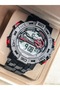 Digital Sports Men's Wristwatch, Red Black Silikon Cord Suitable for Pool and Sea Use, with Stopwatch - 5