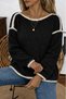 Women's Long Sleeve Boat Neck Knitwear Blouse