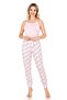 Women's Pink Winter Bear Patterned Ribbon-Lined Pajama Bottoms