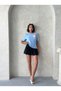 Floral Detailed T-Shirt - Blue |   D2922 - Blue - 4