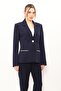 Garnili Single Button Classic Women's Jacket - Navy Blue - 1186100