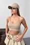 Women's Rope Strap Ribbed Slim Fit Bustier Beige - 26m 9027 - 3