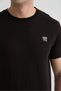 Black Stretch Cotton Standard Fit Men's T-Shirt with Minimal Logo - 7