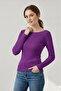 Women's Purple Slim Fit Long Sleeve Blouse - 2