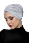Butterfly Lined Light Gray Ready-To-Wear Turban Hijab Pool Cap Suitable for Medical Use - 5