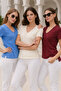Women's Cherry Rotten-Beige-Blue 3-Pack Slit Viscose V-Neck T-Shirt - 4
