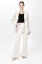 American Lapel Modern Long Jacket & Spanish Flare Pants Women's Suit with Pockets-Beige - 1187506 - 2