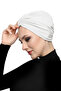 Butterfly Lined Cream Ready-Made Turban Hijab Pool Cap Suitable for Medical Use - 5