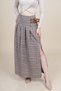 Women's Winter Pink Royal Plaid Slit Skirt Plaid Premium Maxi Skirt Stylish Daily Casual 6831 - 4