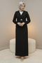 Brooched Jacket Suit Z5726 Black