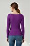 Women's Purple Slim Fit Long Sleeve Blouse - 3