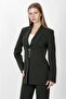 American Collar Modern Long Women's Jacket-Khaki - 1187100 - 3