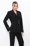 Men's Collared Double-Breasted Modern Women's Jacket - Black - 1189100 - 3