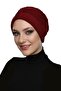 Banded (Front and Back Banded) Ribbed Burgundy Sponge Ready Turban Hijab Bonnet Pool Bonnet - 2