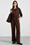Metal Snap Crop Modal Jacket Brown 8285