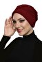 Banded (Front and Back Banded) Ribbed Burgundy Sponge Ready Turban Hijab Bonnet Pool Bonnet - 3