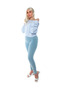 Women Pastel Blue Cross Overlay Knitted Top - 2