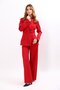 Men's Lapel Collar Double-Breasted Modern Jacket & Classic Palazzo Women's Trousers with Pockets - Red - 1189522 - 5