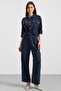 Metal Snap Crop Modal Jacket Dark Blue 8285 - 3