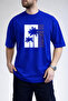 Men's Palm Tree Silhouette Surfing Co Text Printed Crew Neck Cobalt Blue T-Shirt - 3