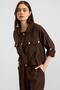 Metal Snap Crop Modal Jacket Brown 8285 - 5