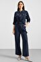 Metal Snap Crop Modal Jacket Dark Blue 8285