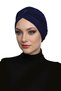 Cross W Ribbed Band Navy Blue Ready-To-Wear Turban Hijab Pool Cap Suitable for Medical Use