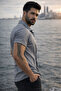 Slim Fit Short Sleeve Lapel Collar Summer Men's Shirt - 3