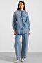 Stone Detailed Jacket Pants Denim Two-Piece Set Light Blue 9387-Tk - 4