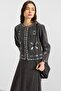 Sequin and Embroidery Detailed Skirt Jacket Denim Two-Piece Set Gray 9388-Tk - 5