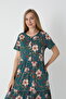 Women's Cotton Modal Fabric Button Detail Patterned Chic Dress 8080 - 7