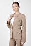 Zero Collar Single Button Sports Women's Jacket-Stone - 1190100