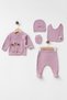 Baby Dried Rose Embossed Flower 100% Cotton 5-Piece Newborn Hospital Discharge Set Yk1052