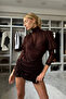 Women's Brown Gathered Tulle Dress 1041-2754