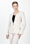 Zero Collar Single Button Sports Women's Jacket-Beige - 1190100 - 3