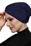 Cross-Strapped Navy Blue Ready-Made Turban Hijab Pool Cap Suitable for Medical Use