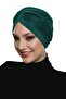 Cross Pleated Lined Green Ready-To-Wear Turban Hijab Pool Cap Suitable for Medical Use - 5