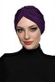 Cross-Strapped Purple Ready-Made Turban Hijab Pool Cap Suitable for Medical Use - 3