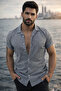 Slim Fit Short Sleeve Lapel Collar Summer Men's Shirt